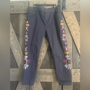 Boden Denim Embroidered Girlfriend Jeans in Charcoal Gray